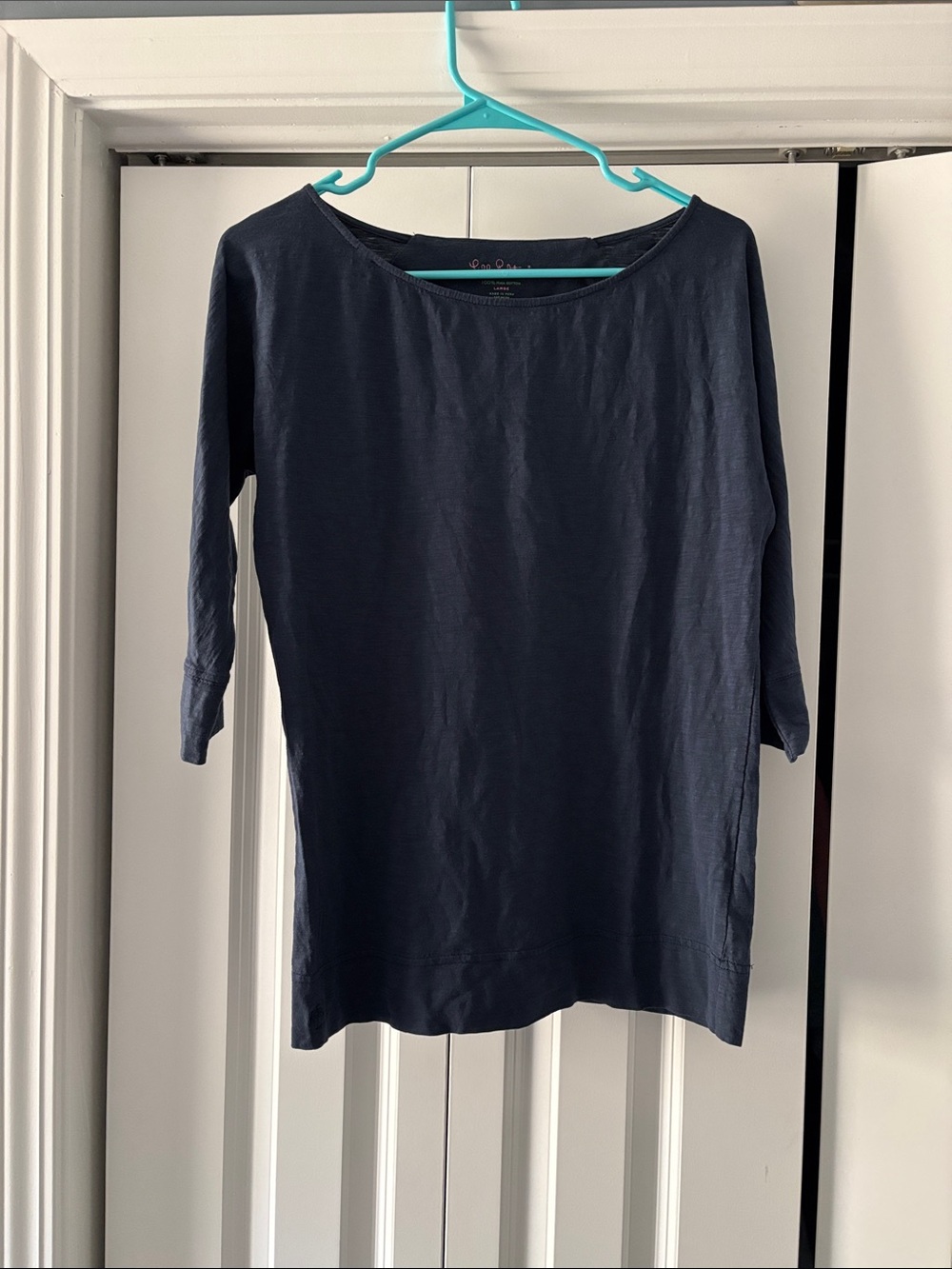 Lily Pulitzer Women’s Navy Boatneck 3/4 Sleeve Top